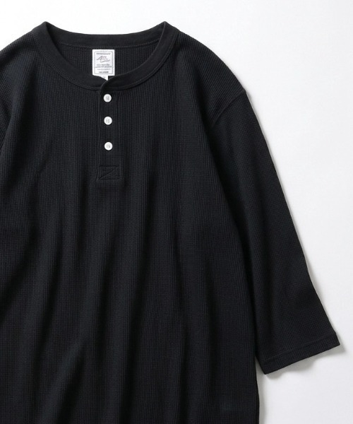 JEMORGAN（ジェーイーモーガン）の「2026AW JEMORGAN/ジェーイーモーガン ワッフル ラグランヘンリーネック7分袖Tシャツ レディース メンズ（Tシャツ/カットソー・メンズ・グレー/アイボリー/カーキ/ブラック/ホワイト/ネイビー/マスタード/ベージュ・S/XL/L/M）」の3枚目の写真