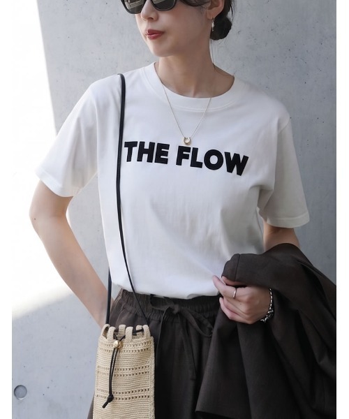 Re:EDIT（リエディ）の「[2026 SUMMER COLLECTION][UVカット][接触冷感]プレーティング天竺フロッキーロゴプリントTシャツ（Tシャツ/カットソー・レディース・ブラック/ホワイト×ブラック/ホワイト×ネイビー/チャコール/ベージュ/レッド・MEDIUM/LARGE）」の19枚目の写真