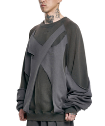 AJOBYAJO（アジョバイアジョ）の「Paneled Washed Sweatshirt [CHARCOAL]（スウェット）」