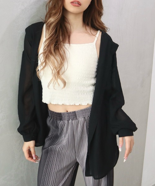 CECIL McBEE(セシルマクビー)の「ボリューム袖フーディーシャツ(シャツ/ブラウス・レディース・オフホワイト/ライトベージュ/ブラック・MEDIUM/LARGE)」の2枚目の写真