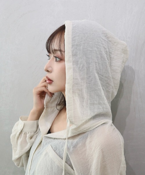 CECIL McBEE(セシルマクビー)の「ボリューム袖フーディーシャツ(シャツ/ブラウス・レディース・オフホワイト/ライトベージュ/ブラック・MEDIUM/LARGE)」の10枚目の写真