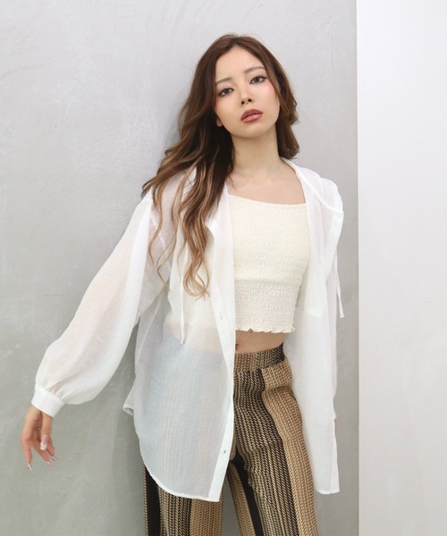 CECIL McBEE(セシルマクビー)の「ボリューム袖フーディーシャツ(シャツ/ブラウス・レディース・オフホワイト/ライトベージュ/ブラック・MEDIUM/LARGE)」の18枚目の写真