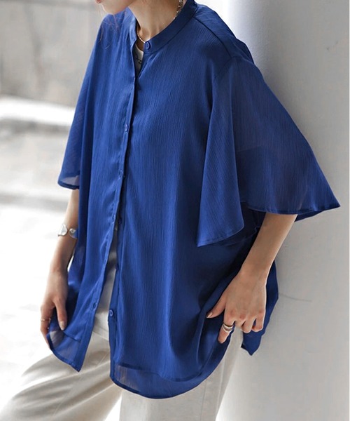 JOHNNY WOLF(ジョニーウルフ)の「WINRY フレアスリーブ 楊柳 シアーシャツ(シャツ/ブラウス・レディース・ブラック/ホワイト/ネイビー・FREE)」の19枚目の写真