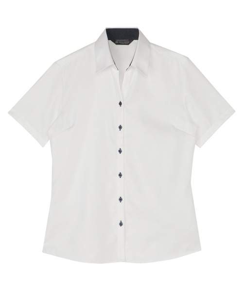 TOKYO SHIRTS(トウキョウシャツ)の「【超形態安定】【接触冷感】 形態安定ノンアイロン スキッパー 半袖ビジネスワイシャツ(ビジネスシャツ・レディース・ホワイト・S/L/LL/M/XL)」の1枚目の写真