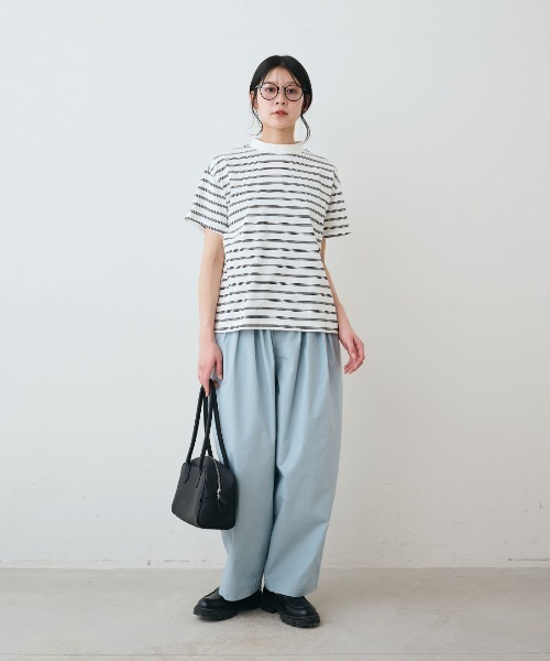 THREE FIFTY STANDARD（スリーフィフティースタンダード）の「ＴＨＲＥＥ　ＦＩＦＴＹ　ＳＴＡＮＤＡＲＤ　こだわりボーダーＴシャツ（Tシャツ/カットソー・レディース・ブルー系その他/ホワイト系その他/ブラウン系その他・M/L/LL/3L）」の5枚目の写真