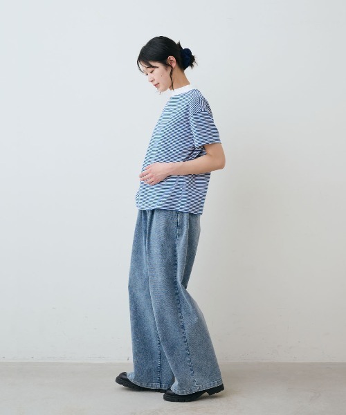 THREE FIFTY STANDARD（スリーフィフティースタンダード）の「ＴＨＲＥＥ　ＦＩＦＴＹ　ＳＴＡＮＤＡＲＤ　こだわりボーダーＴシャツ（Tシャツ/カットソー・レディース・ブルー系その他/ホワイト系その他/ブラウン系その他・M/L/LL/3L）」の9枚目の写真