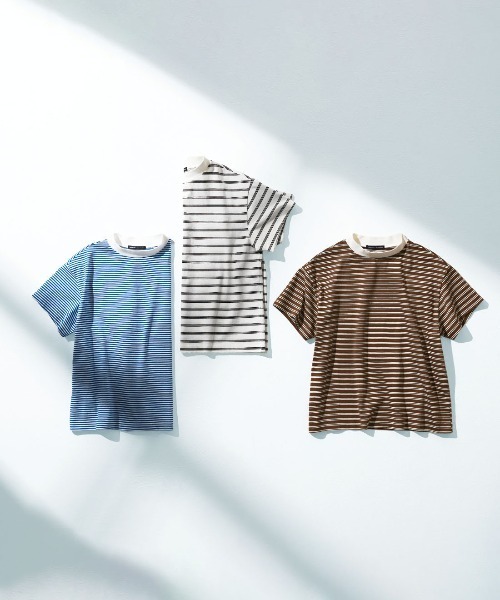 THREE FIFTY STANDARD（スリーフィフティースタンダード）の「ＴＨＲＥＥ　ＦＩＦＴＹ　ＳＴＡＮＤＡＲＤ　こだわりボーダーＴシャツ（Tシャツ/カットソー・レディース・ブルー系その他/ホワイト系その他/ブラウン系その他・M/L/LL/3L）」の14枚目の写真