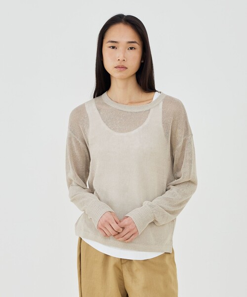 GALERIE VIE(ギャルリー ヴィー)の「リネンコード クルーネックプルオーバー(ニット/セーター・レディース・レッド系その他/グレー系その他/ベージュ・FREE)」の5枚目の写真