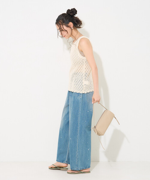FREAK'S STORE(フリークスストア)の「透かし編み ニットタンクトップ/サマーニット/シアータンク(タンクトップ・レディース・オフホワイト/ブラウン/ラベンダー・FREE)」の20枚目の写真