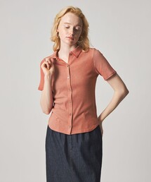 <Steven Alan>リブ ハーフスリーブ シャツカーディガン