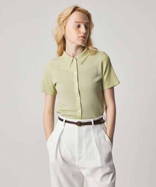 Steven Alan(スティーブンアラン)の「<Steven Alan>リブ ハーフスリーブ シャツカーディガン(カーディガン/ボレロ・レディース・オフホワイト/レッド/ライム/ブラック・FREE)」の3枚目の写真
