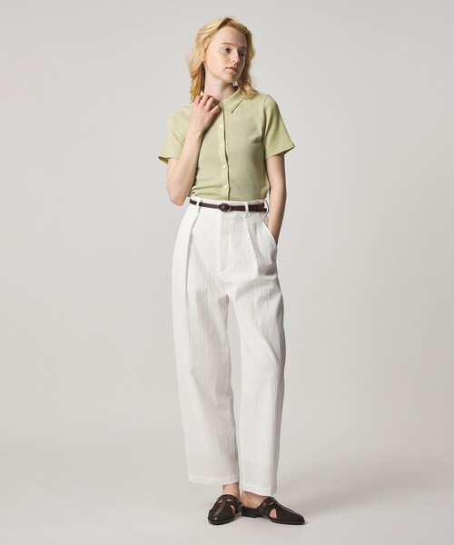 Steven Alan(スティーブンアラン)の「<Steven Alan>リブ ハーフスリーブ シャツカーディガン(カーディガン/ボレロ・レディース・オフホワイト/レッド/ライム/ブラック・FREE)」の6枚目の写真
