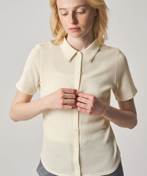 Steven Alan(スティーブンアラン)の「<Steven Alan>リブ ハーフスリーブ シャツカーディガン(カーディガン/ボレロ・レディース・オフホワイト/レッド/ライム/ブラック・FREE)」の7枚目の写真