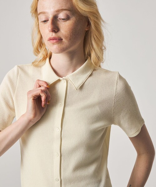 Steven Alan(スティーブンアラン)の「<Steven Alan>リブ ハーフスリーブ シャツカーディガン(カーディガン/ボレロ・レディース・オフホワイト/レッド/ライム/ブラック・FREE)」の8枚目の写真