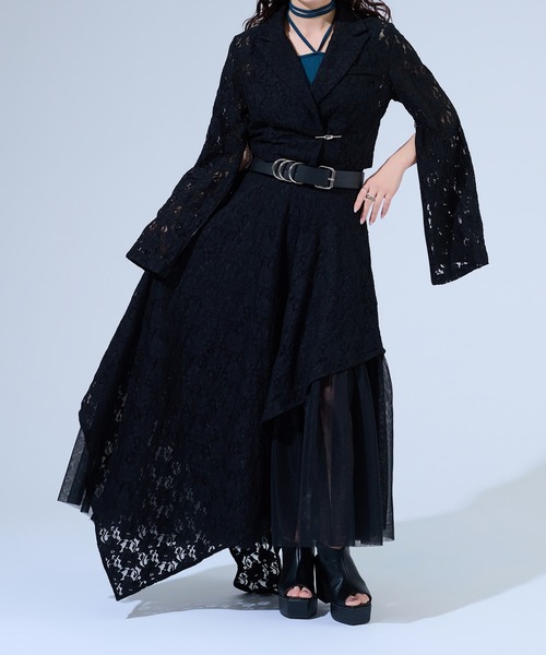 Ellno de Mavie(エルノデメヴィ)の「アシンメトリーフレアレーススカート/SETUP対応(スカート・レディース・パープル/ブラック/ブルー・FREE)」の10枚目の写真