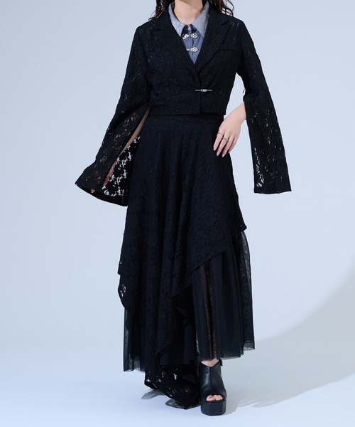 Ellno de Mavie(エルノデメヴィ)の「アシンメトリーフレアレーススカート/SETUP対応(スカート・レディース・パープル/ブラック/ブルー・FREE)」の13枚目の写真