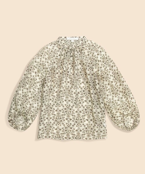 BROOKS BROTHERS(ブルックスブラザーズ)の「リヨセル/ナイロン フローラルプリント バルーンスリーブ タイネック プルオーバーブラウス(シャツ/ブラウス・レディース・ベージュ・LARGE/MEDIUM/X-SMALL)」の5枚目の写真
