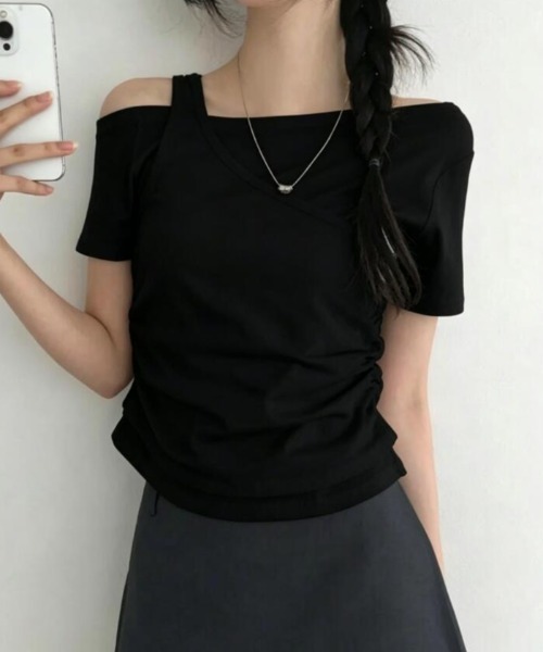 semplice（センプリチェ）の「Ｔシャツ【韓国ファッション】（Tシャツ/カットソー・レディース・グレー/ブラック/ホワイト・F）」の3枚目の写真