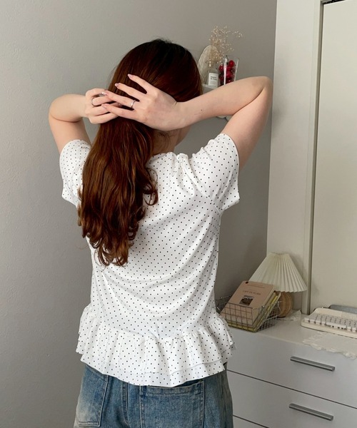 merrylatte(メリーラテ)の「ドット 裾フリル Tシャツ カットソー【NOUA】(Tシャツ/カットソー・レディース・グレー/ホワイト・FREE)」の16枚目の写真