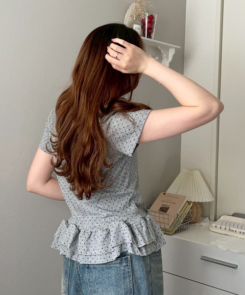 merrylatte(メリーラテ)の「ドット 裾フリル Tシャツ カットソー【NOUA】(Tシャツ/カットソー・レディース・グレー/ホワイト・FREE)」の17枚目の写真