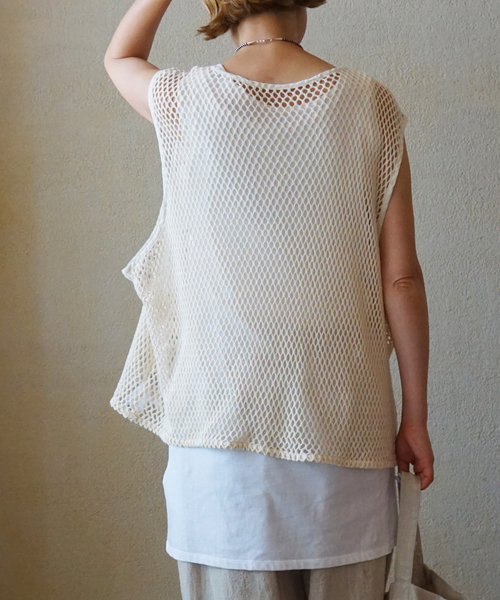 JOURNAL STANDARD LUXE(ジャーナルスタンダード ラックス)の「メッシュ タンク(シャツ/ブラウス・レディース・アイボリー/ブラック・FREE)」の10枚目の写真