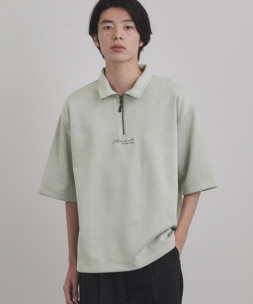 tk.TAKEO KIKUCHI(ティーケータケオキクチ)の「フェイクスエードハーフジップ(Tシャツ/カットソー・メンズ・チャコールグレー/ライトブルー/ライトグレー・02/03/04)」の1枚目の写真