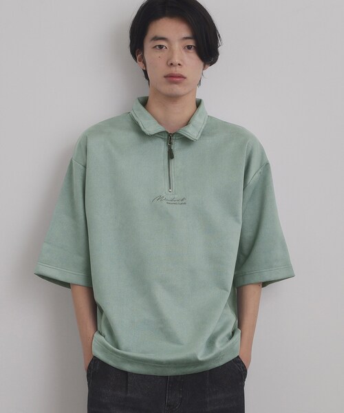 tk.TAKEO KIKUCHI(ティーケータケオキクチ)の「フェイクスエードハーフジップ(Tシャツ/カットソー・メンズ・チャコールグレー/ライトブルー/ライトグレー・02/03/04)」の3枚目の写真