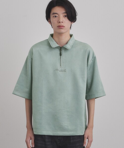 tk.TAKEO KIKUCHI(ティーケータケオキクチ)の「フェイクスエードハーフジップ(Tシャツ/カットソー・メンズ・チャコールグレー/ライトブルー/ライトグレー・02/03/04)」の4枚目の写真