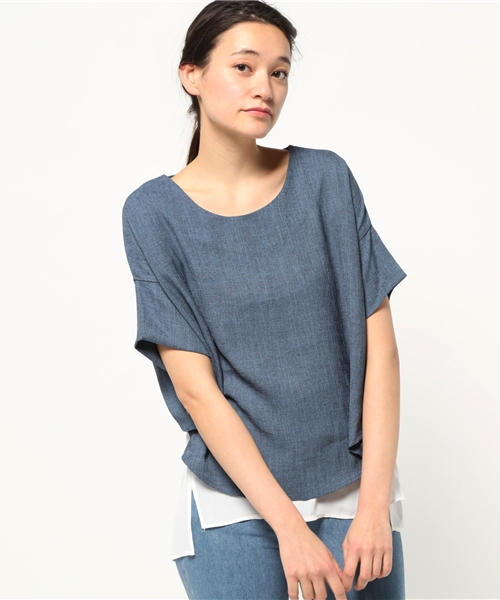 OUTLET（アウトレット）の「【Discoat Parisien】ツイード後ロ切替BL（シャツ/ブラウス・レディース・ダークブルー/ネイビー/グレー・FREE）」の3枚目の写真
