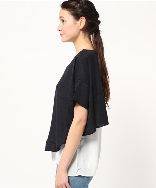 OUTLET（アウトレット）の「【Discoat Parisien】ツイード後ロ切替BL（シャツ/ブラウス・レディース・ダークブルー/ネイビー/グレー・FREE）」の5枚目の写真