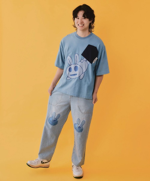 ScoLar Parity(スカラーパリティ)の「362112:ポケットからこぼれウサギ アップリケTシャツ(Tシャツ/カットソー・レディース・サックスブルー/ネイビー/オフホワイト・M)」の11枚目の写真