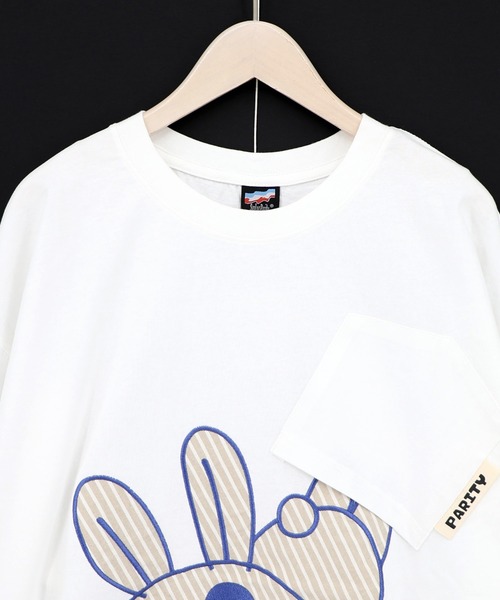 ScoLar Parity(スカラーパリティ)の「362112:ポケットからこぼれウサギ アップリケTシャツ(Tシャツ/カットソー・レディース・サックスブルー/ネイビー/オフホワイト・M)」の18枚目の写真
