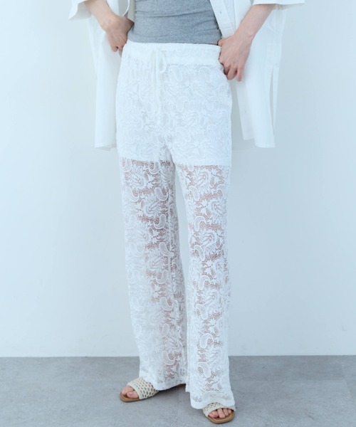 flaeu(フラユ)の「Floral Lace Easy Pants(その他パンツ・レディース・ホワイト/ブラック・FREE)」の8枚目の写真