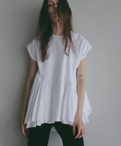 トップス MANOF DOCKING PEPLUM TOPS DOCKING PEPLUM CUT TOPS（Tシャツ/カットソー）｜MANOF（マノフ）の