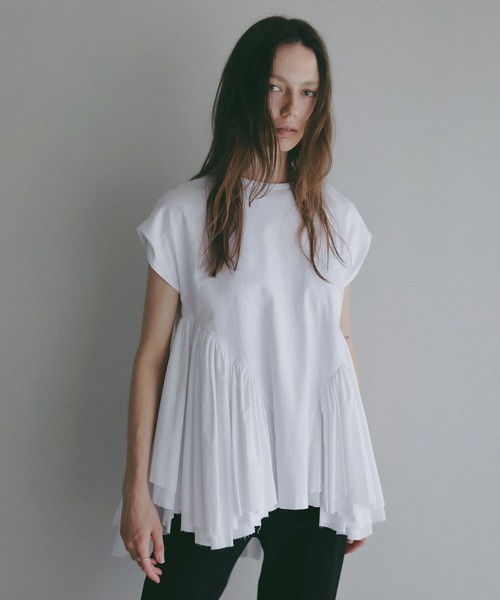 トップス MANOF DOCKING PEPLUM TOPS DOCKING PEPLUM CUT TOPS（Tシャツ/カットソー）｜MANOF（マノフ）の