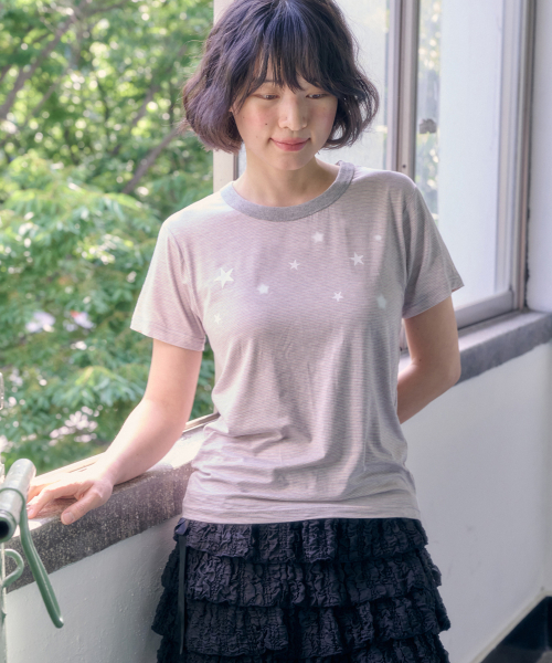 ambler(エムブラー)の「スターver2 ストライプグラフィック半袖Tシャツ ACR702 (パープル)(Tシャツ/カットソー・レディース・その他・F)」の3枚目の写真