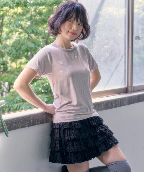ambler(エムブラー)の「スターver2 ストライプグラフィック半袖Tシャツ ACR702 (パープル)(Tシャツ/カットソー・レディース・その他・F)」の4枚目の写真
