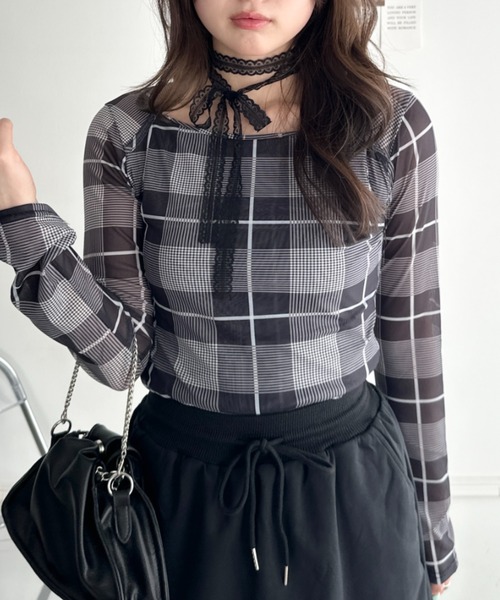 セール】チェック柄シアートップス（Tシャツ/カットソー）｜CLEA
