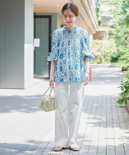 SLOBE IENA(スローブイエナ)の「《シリーズあり》India Flower ブラウス(シャツ/ブラウス・レディース・ブルー系その他・FREE)」の2枚目の写真