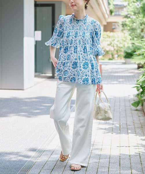 SLOBE IENA(スローブイエナ)の「《シリーズあり》India Flower ブラウス(シャツ/ブラウス・レディース・ブルー系その他・FREE)」の3枚目の写真