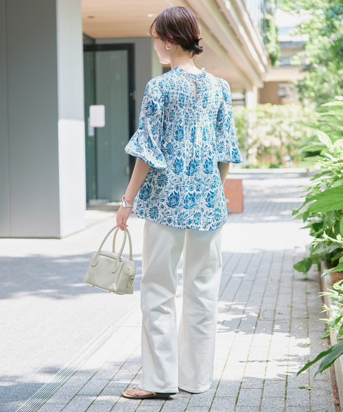 SLOBE IENA(スローブイエナ)の「《シリーズあり》India Flower ブラウス(シャツ/ブラウス・レディース・ブルー系その他・FREE)」の4枚目の写真