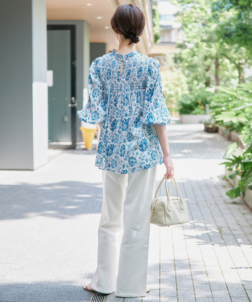 SLOBE IENA(スローブイエナ)の「《シリーズあり》India Flower ブラウス(シャツ/ブラウス・レディース・ブルー系その他・FREE)」の5枚目の写真