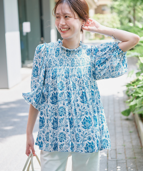 SLOBE IENA(スローブイエナ)の「《シリーズあり》India Flower ブラウス(シャツ/ブラウス・レディース・ブルー系その他・FREE)」の6枚目の写真