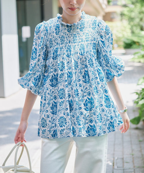 SLOBE IENA(スローブイエナ)の「《シリーズあり》India Flower ブラウス(シャツ/ブラウス・レディース・ブルー系その他・FREE)」の7枚目の写真