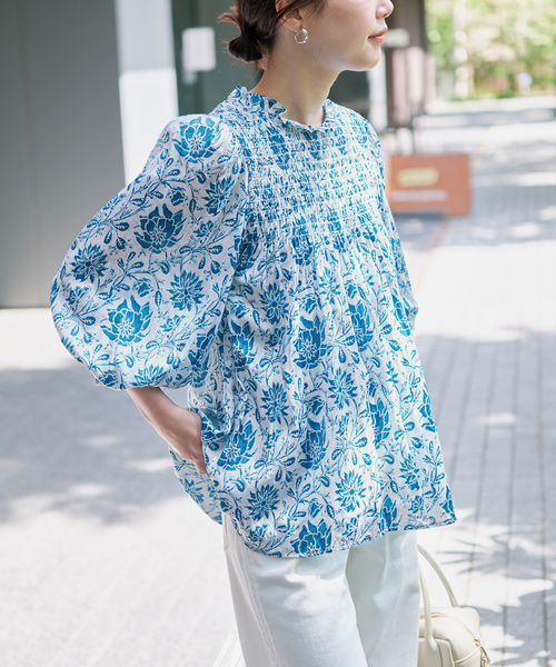 SLOBE IENA(スローブイエナ)の「《シリーズあり》India Flower ブラウス(シャツ/ブラウス・レディース・ブルー系その他・FREE)」の8枚目の写真