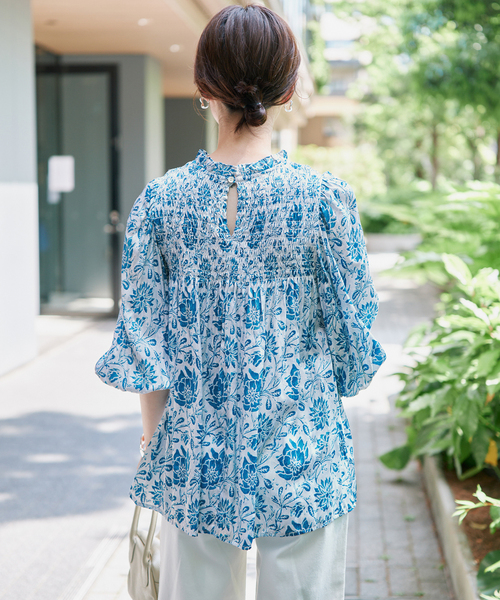 SLOBE IENA(スローブイエナ)の「《シリーズあり》India Flower ブラウス(シャツ/ブラウス・レディース・ブルー系その他・FREE)」の10枚目の写真