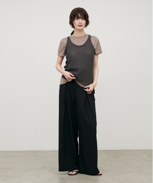 LARUTA（ラルータ）の「【LARUTA】［接触冷感・UVカット］BOXタックワイドパンツ（スラックス・レディース・ブラック/ブラウン/アイボリー/グレイッシュベージュ・MEDIUM/LARGE）」の22枚目の写真