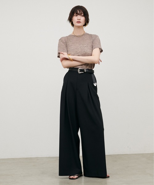 LARUTA（ラルータ）の「【LARUTA】［接触冷感・UVカット］BOXタックワイドパンツ（スラックス・レディース・ブラック/ブラウン/アイボリー/グレイッシュベージュ・MEDIUM/LARGE）」の20枚目の写真