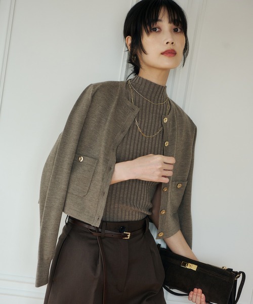 Norsleeve wool rib knit топс
