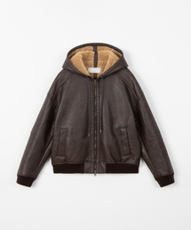 THEENDQUESTION（ジエンドクエスチョン）の「Hooded shearling jumper / BROWN（ライダースジャケット）」